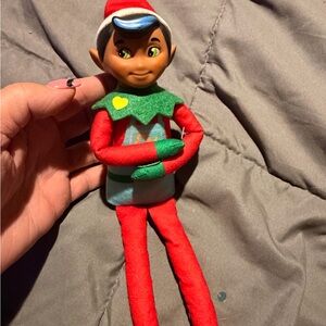 Holiday Elf Plush Doll in Red & Green with Blue Hair Accent